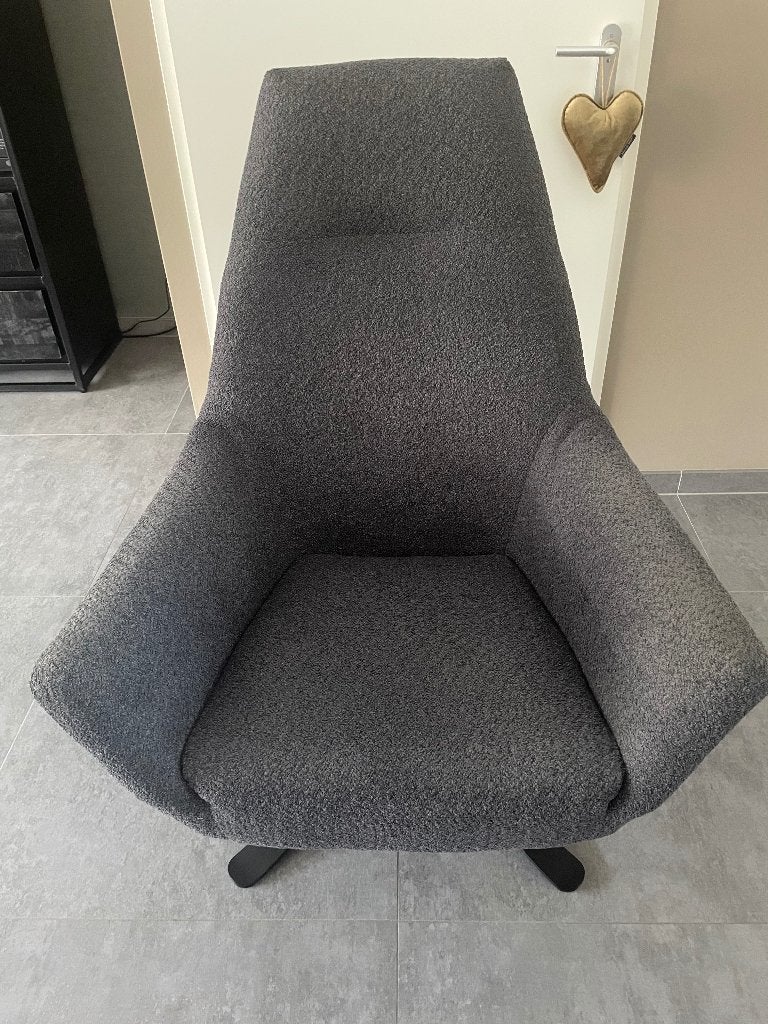 Donkergrijze draaifauteuil, Ophalen, Gebruikt, Minder dan 75 cm, 75 tot 100 cm
