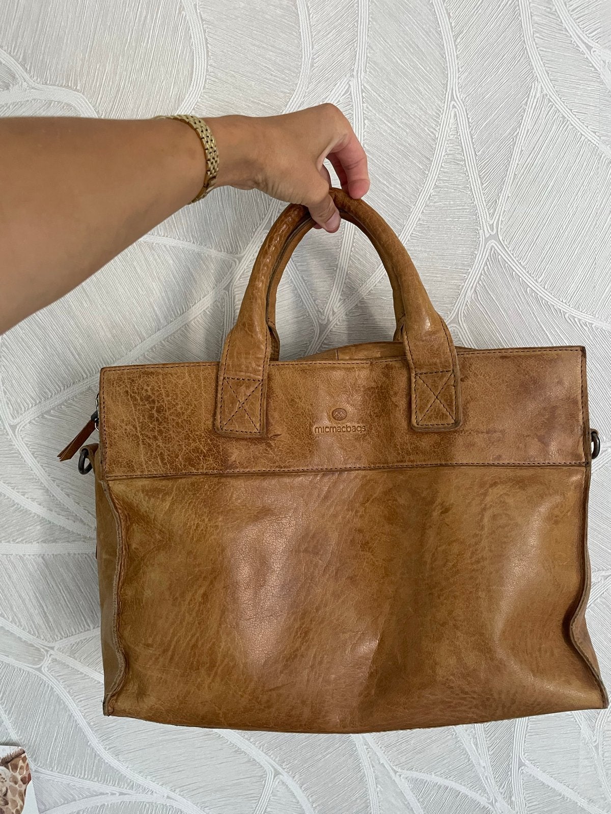 Luiertas met verschoonmatje, Kinderen en Baby's, Luiertassen, Bruin, Gebruikt, Micmacbags, Meerdere opbergvakken