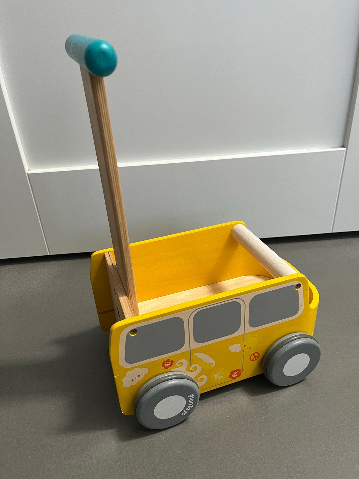 PlanToys Houten Duwbus - Geel, Ophalen, Gebruikt, Auto, Met wieltjes