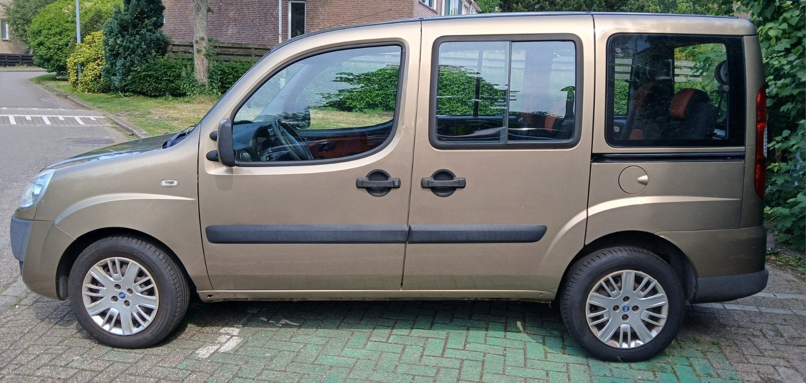Fiat Doblo 1.4 57KW 2007 Beige (goud) Airco - 7 personen!, Auto's, Voorwielaandrijving, Stof, 7 stoelen, Beige