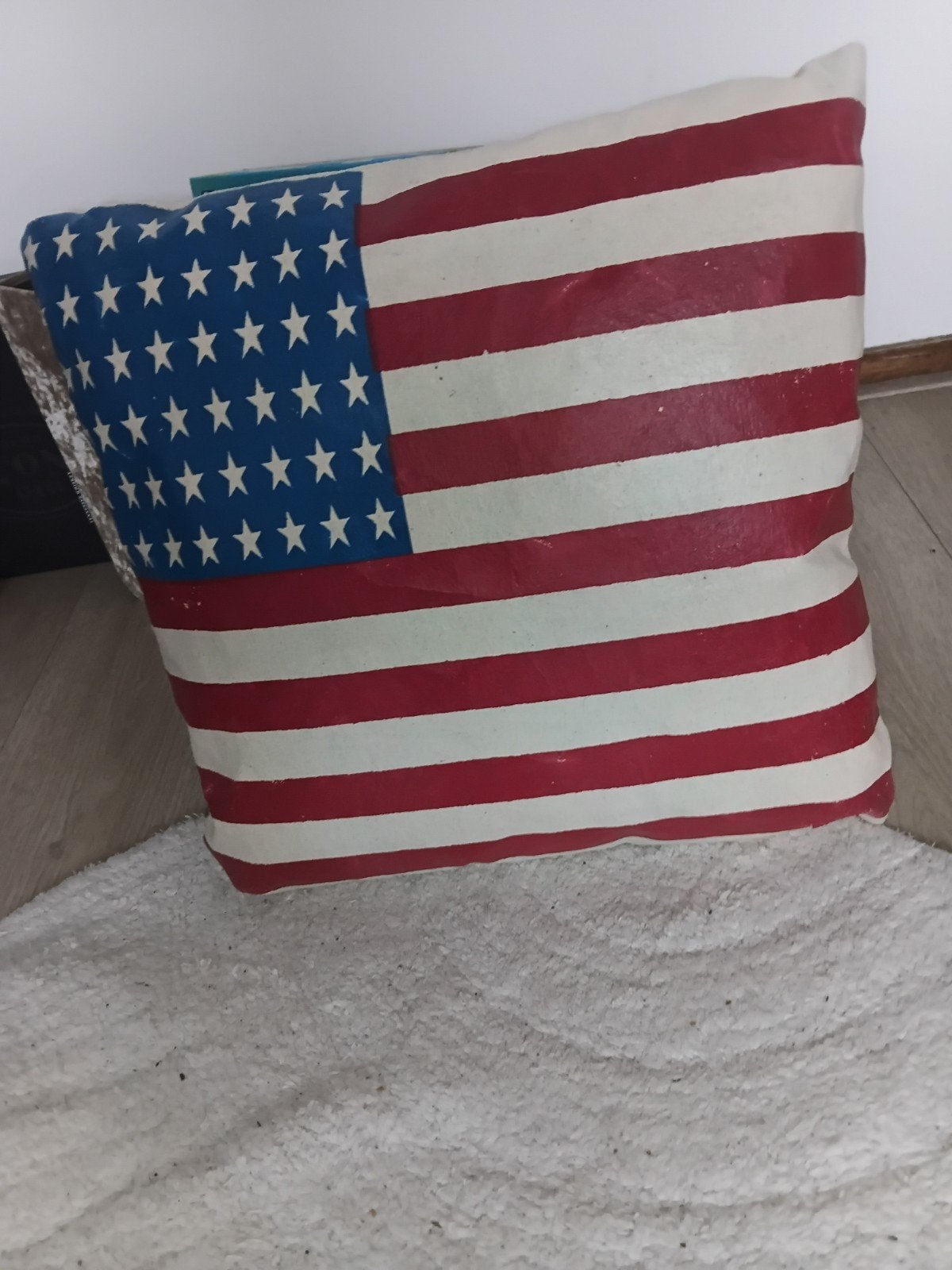 Echt lederen kussen met amerikaanse vlag design van leer, Ophalen of Verzenden