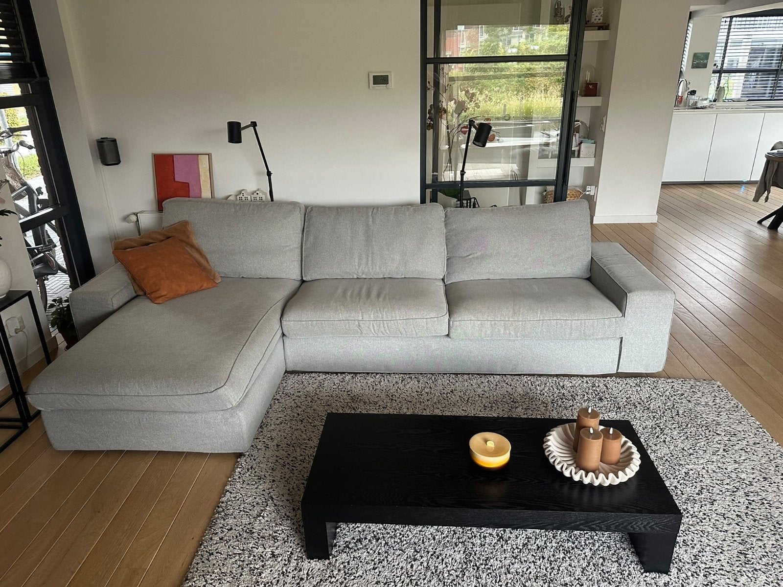 Ikea Kivik 4-persoons hoekbank met chaise longue, Gebruikt, 100 tot 125 cm, Hoekbank, 300 cm of meer