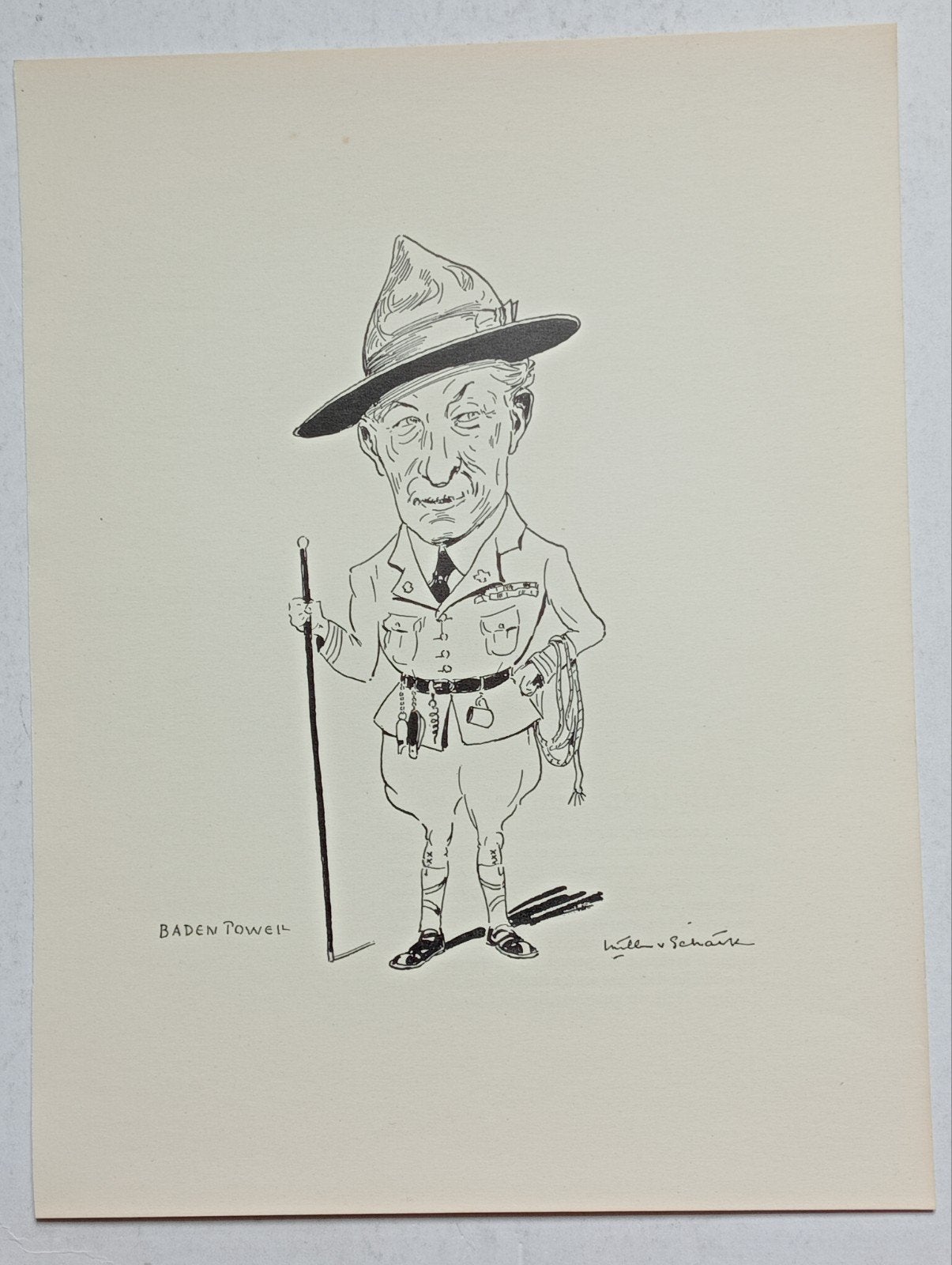 Baden Powell litho 1937, Ophalen of Verzenden