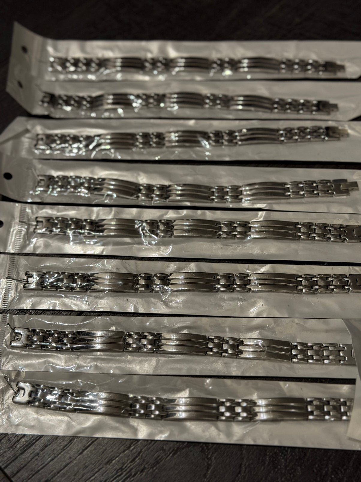 Partij 8 stuks stoere stalen armbanden A3/11, Verzenden, Nieuw, Zilver, Staal