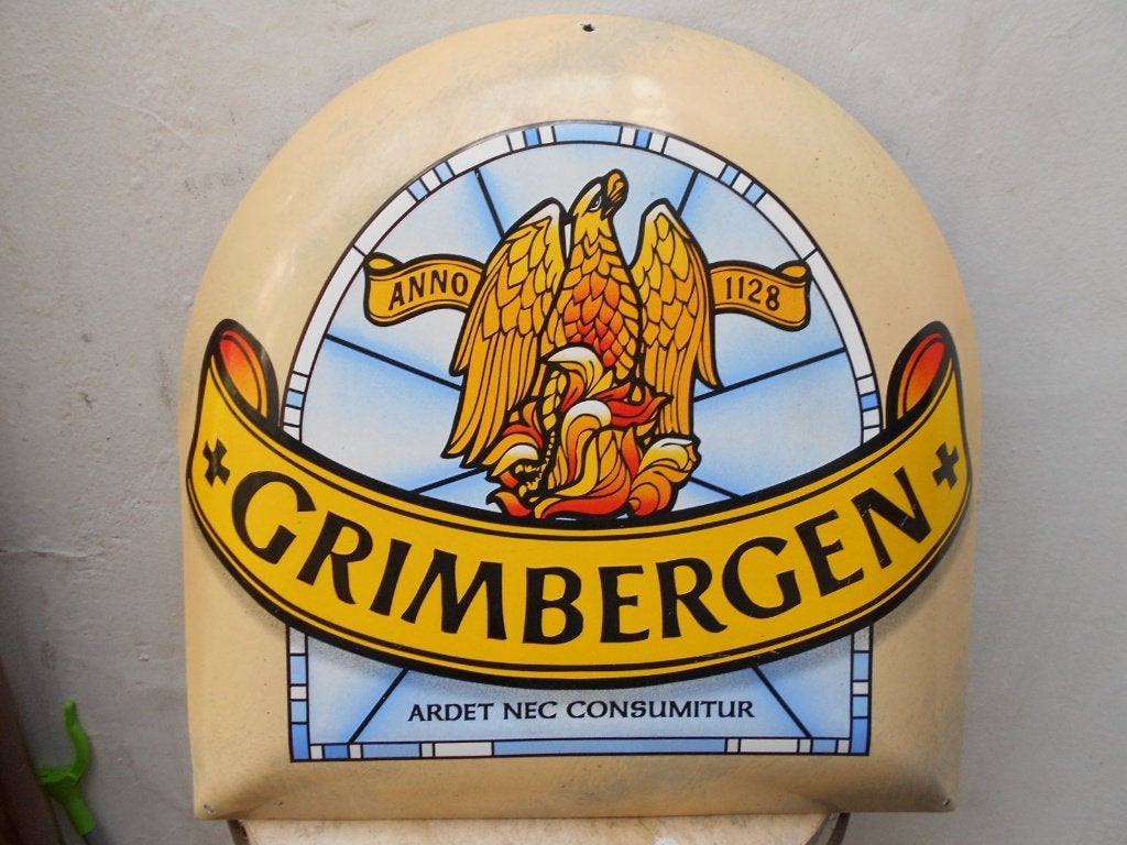 reklame bord-GRIMBERGEN-emaille, Ophalen of Verzenden