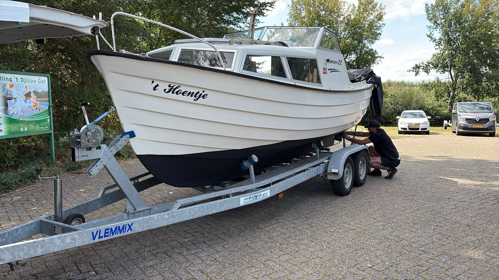 Sjomann 22 Kajuitboot spitsgatter met trailer met kenteken, Watersport en Boten, Overige merken, Gebruikt, Afdekzeil, Polyester