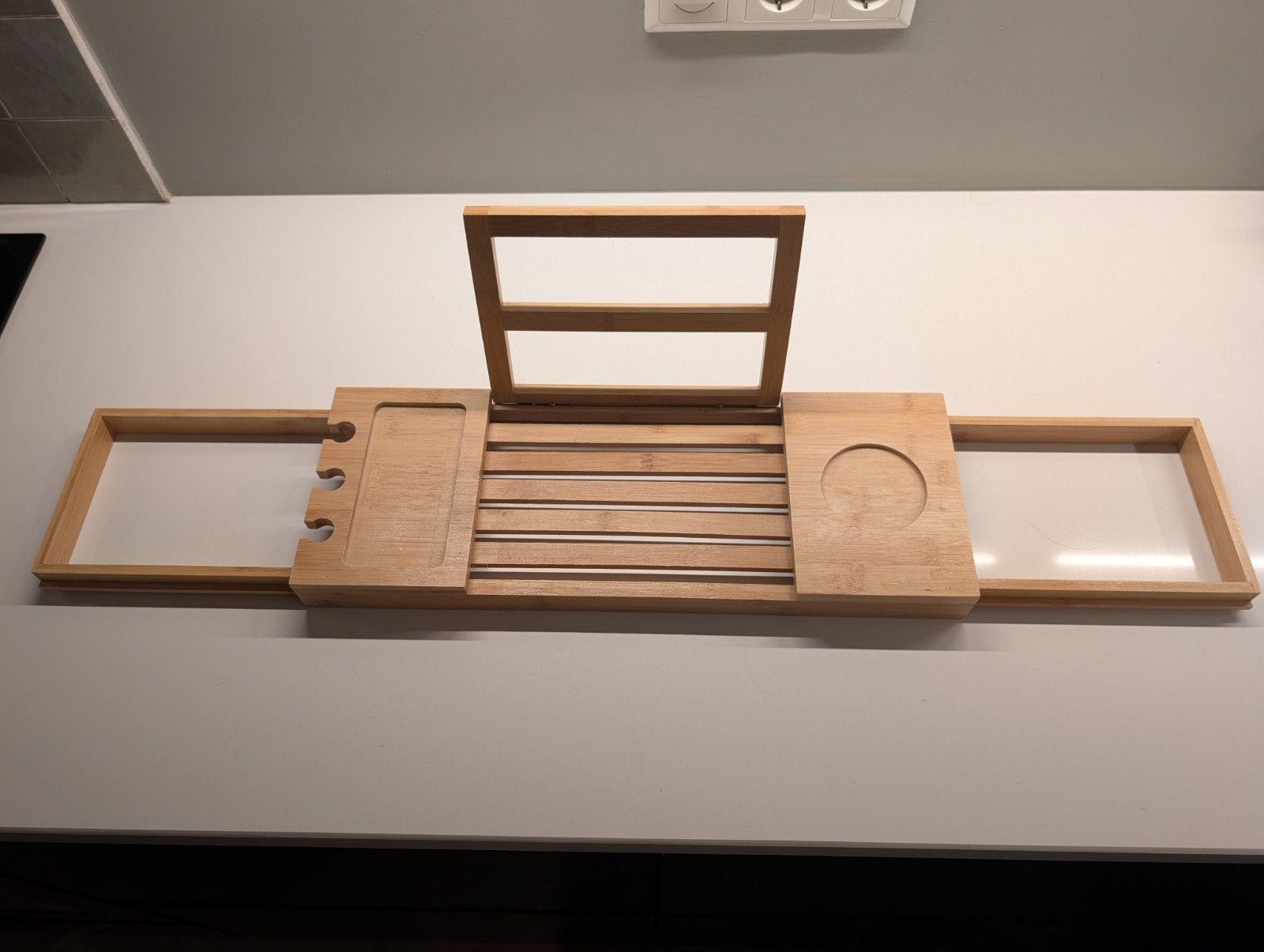 Uitschuifbare houten badplank met hoeksteun, Huis en Inrichting, Ophalen of Verzenden