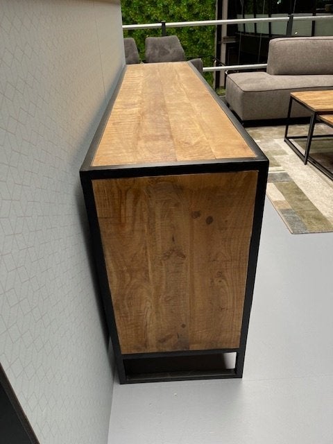 dressoir massief mango metaal 180 cm.3 lades*SUMMER SALE *, Overige houtsoorten, Nieuw, 3 of 4 laden, Dressoir industriële massief mango metaal 180 cm voorraad