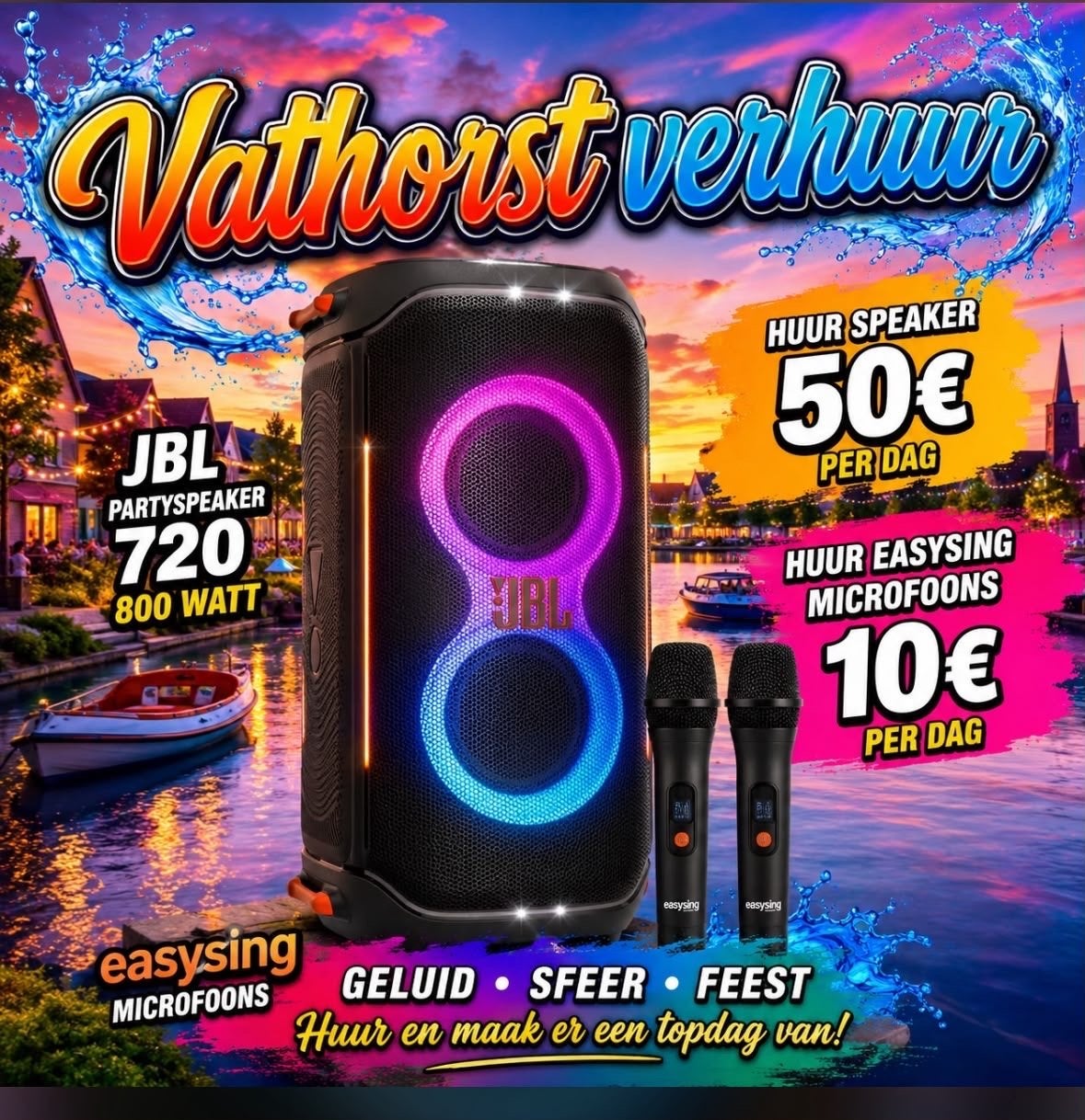 JBL Partyspeaker 720 (800 Watt) te huur - Vathorst Verhuur, Audio, Tv en Foto, Luidsprekers, JBL, Ophalen of Verzenden, Zo goed als nieuw