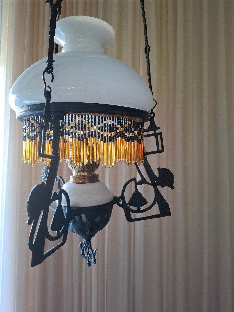 antieke hangende olielamp, Ophalen