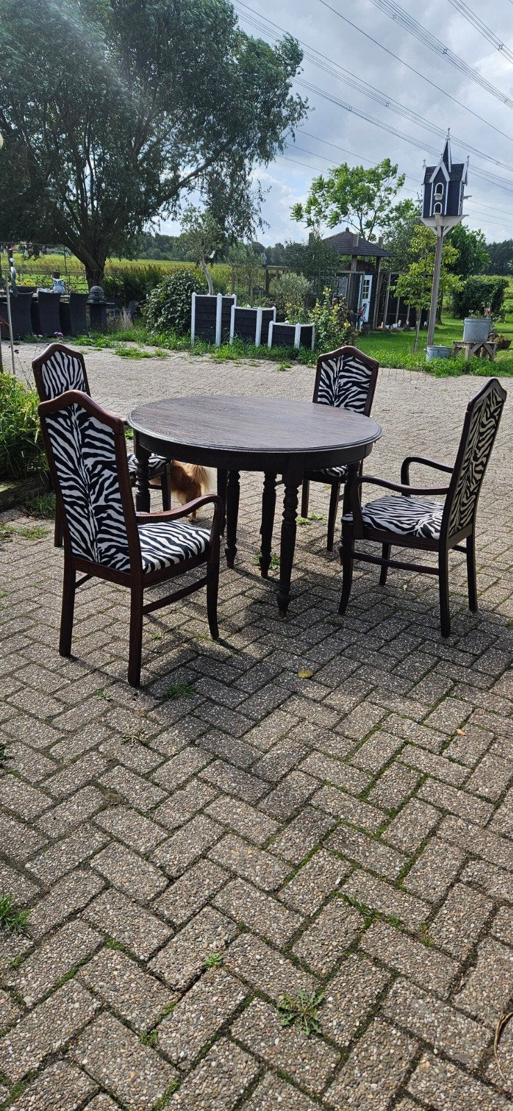 eetkamer tafel met stoelen, Huis en Inrichting, Ophalen, Gebruikt, Koloniale, 4 tot 6 stoelen