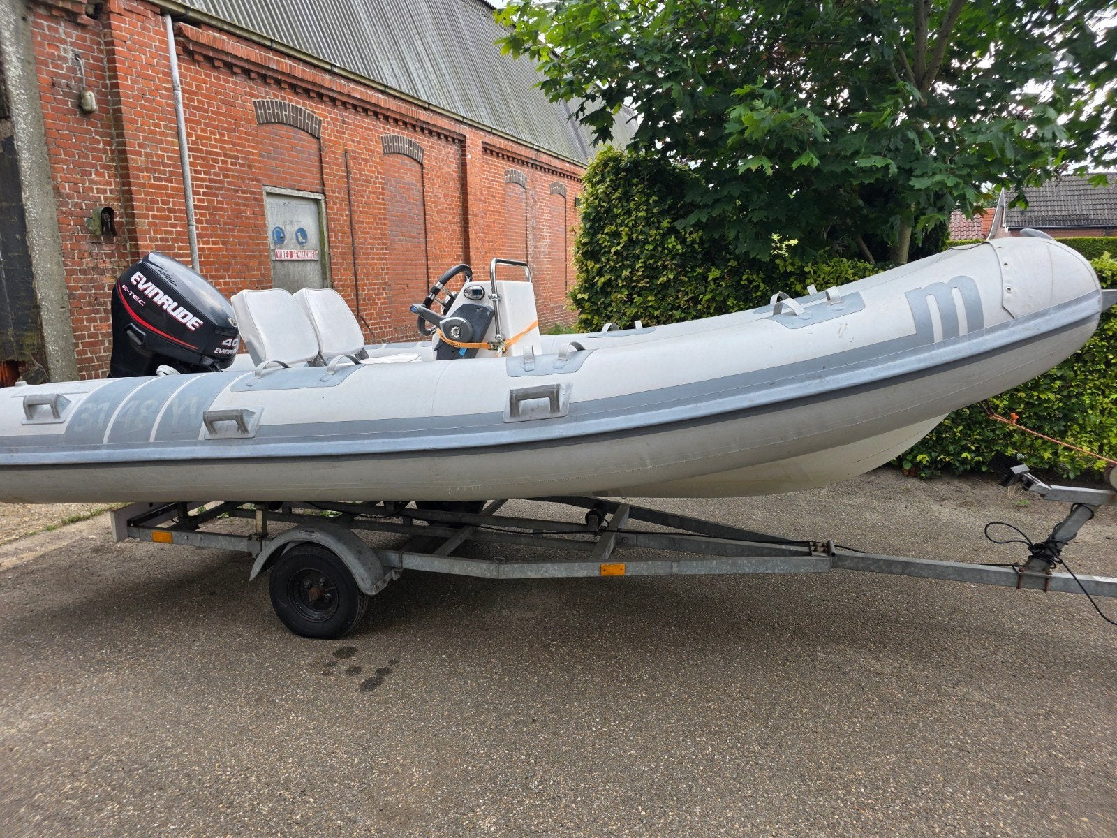 Marshall M60 Hypalon RIB, 40pk Evinrude 4takt, trailer, Watersport en Boten, Ophalen, Powertrim