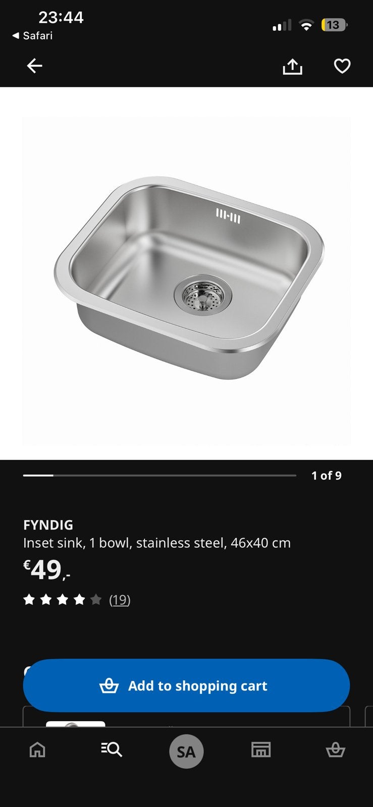 IKEA spoelbak - Fyndig 46x40cm NIEUW, Ophalen, Nieuw, 50 tot 100 cm, Minder dan 100 cm