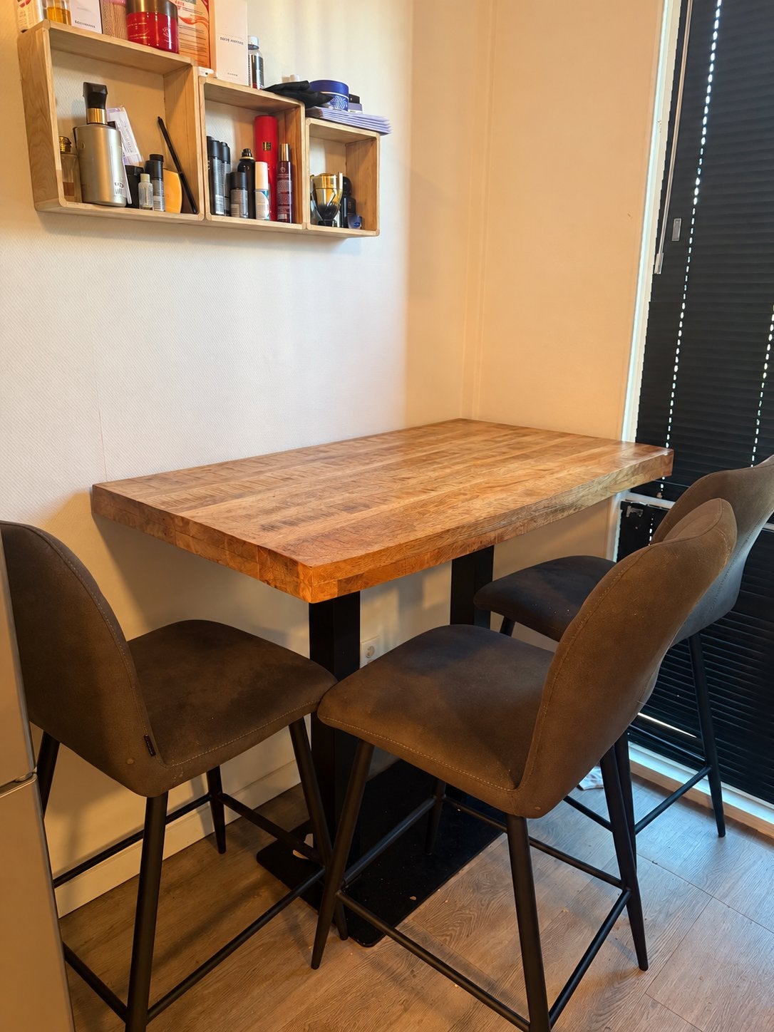 Bartafel met 3 hoge stoelen - 70x120 cm, Huis en Inrichting, Ophalen, Gebruikt, 100 tot 150 cm, 50 tot 100 cm