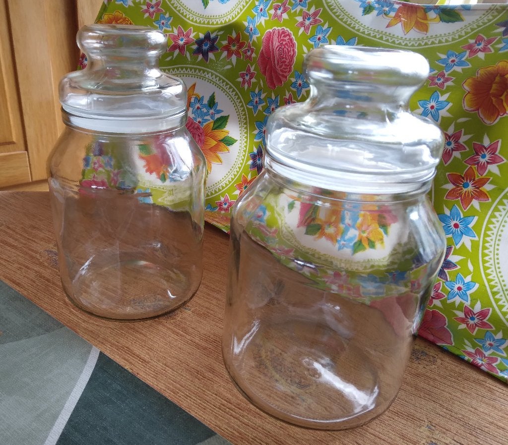 Glazen pot voor snoep, rijst, pasta, pepernoten ..te bewaren, Voorraadpot, Ophalen of Verzenden, Zo goed als nieuw, Glas
