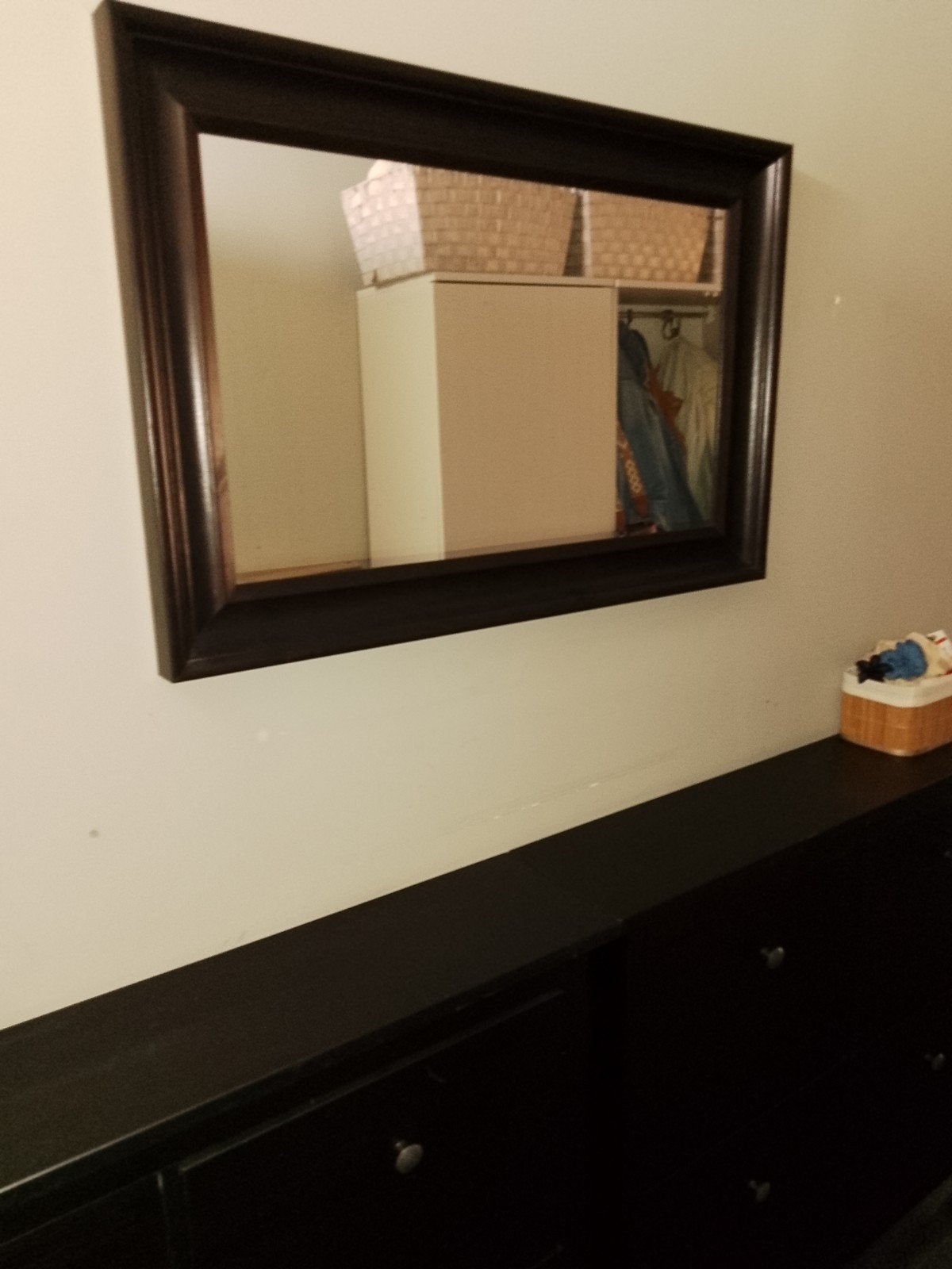 Zwarte spiegel rechthoek Ikea Hemnes, Huis en Inrichting, Woonaccessoires | Spiegels, Zo goed als nieuw, Minder dan 100 cm, Rechthoekig