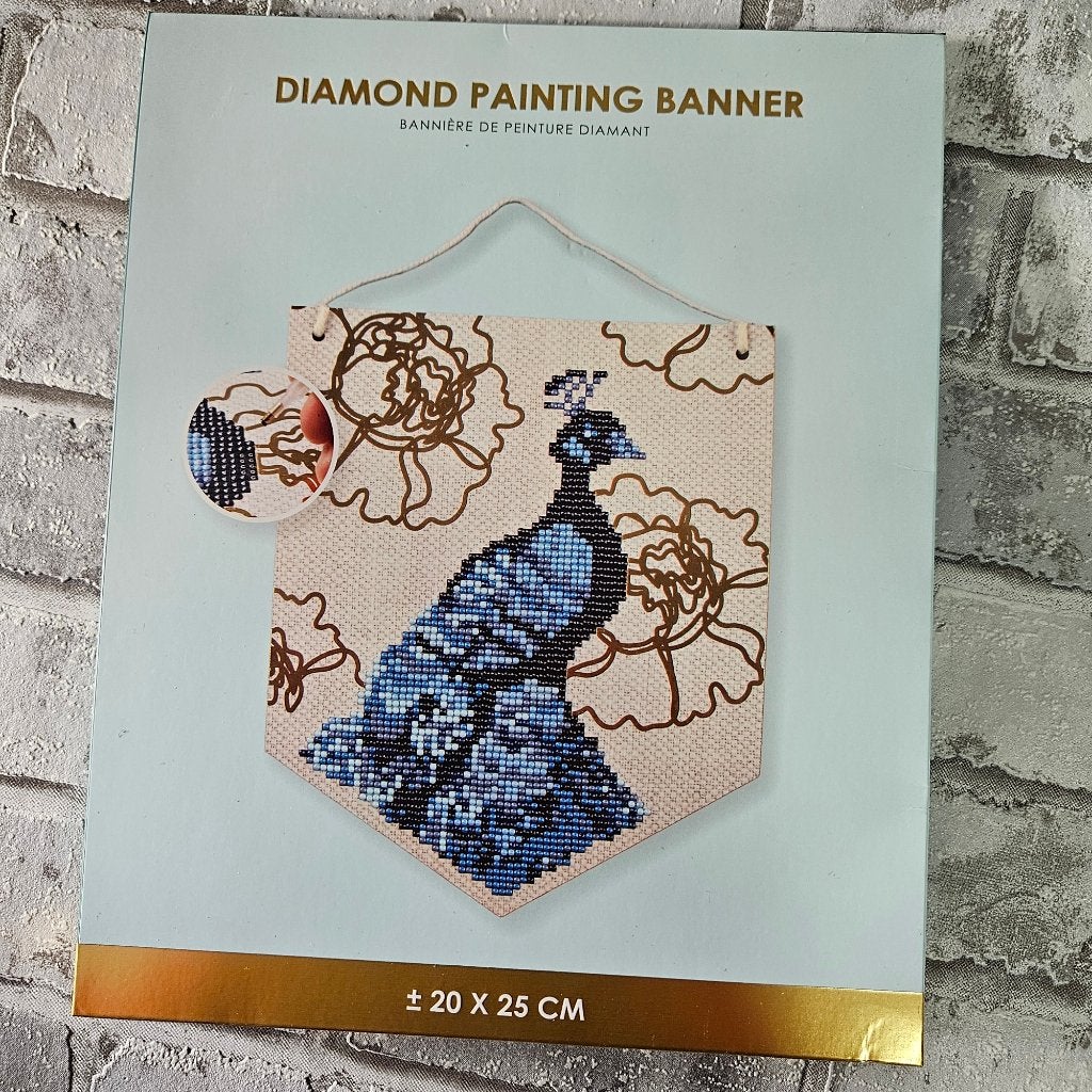 Diamond painting, banner pauw, DIY, zelf maken, decoratie, D, Nieuw, Ophalen of Verzenden, D