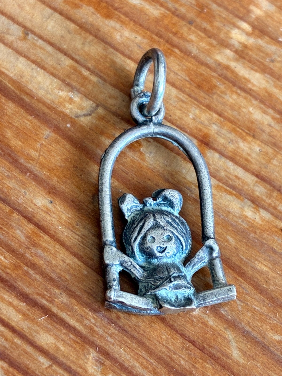 Vintage hanger meisje op schommel 925 zilver mexico, Ophalen of Verzenden, Gebruikt, Zilver