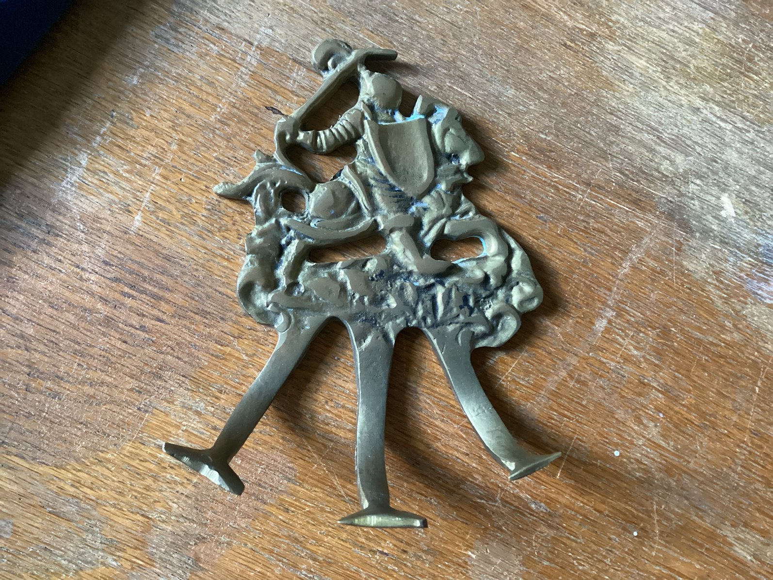 Koperen hanger met 3 haakjes 14 x 9 cm voor, € 6, Antiek en Kunst, Ophalen of Verzenden