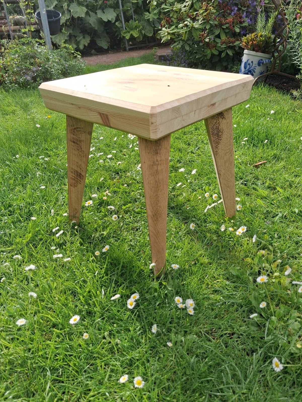 Bijzettafel nieuw van gerecycled hout, Ophalen, Nieuw, Rechthoekig, Minder dan 55 cm