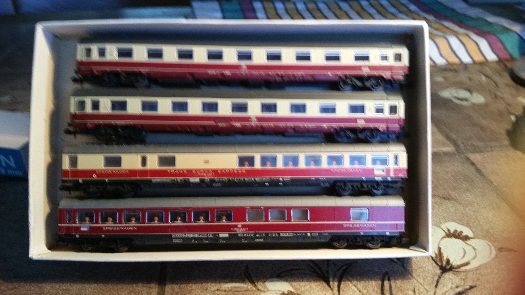 4x Tee Wagons, Gebruikt, Gelijkstroom, Fleischmann, Wagon