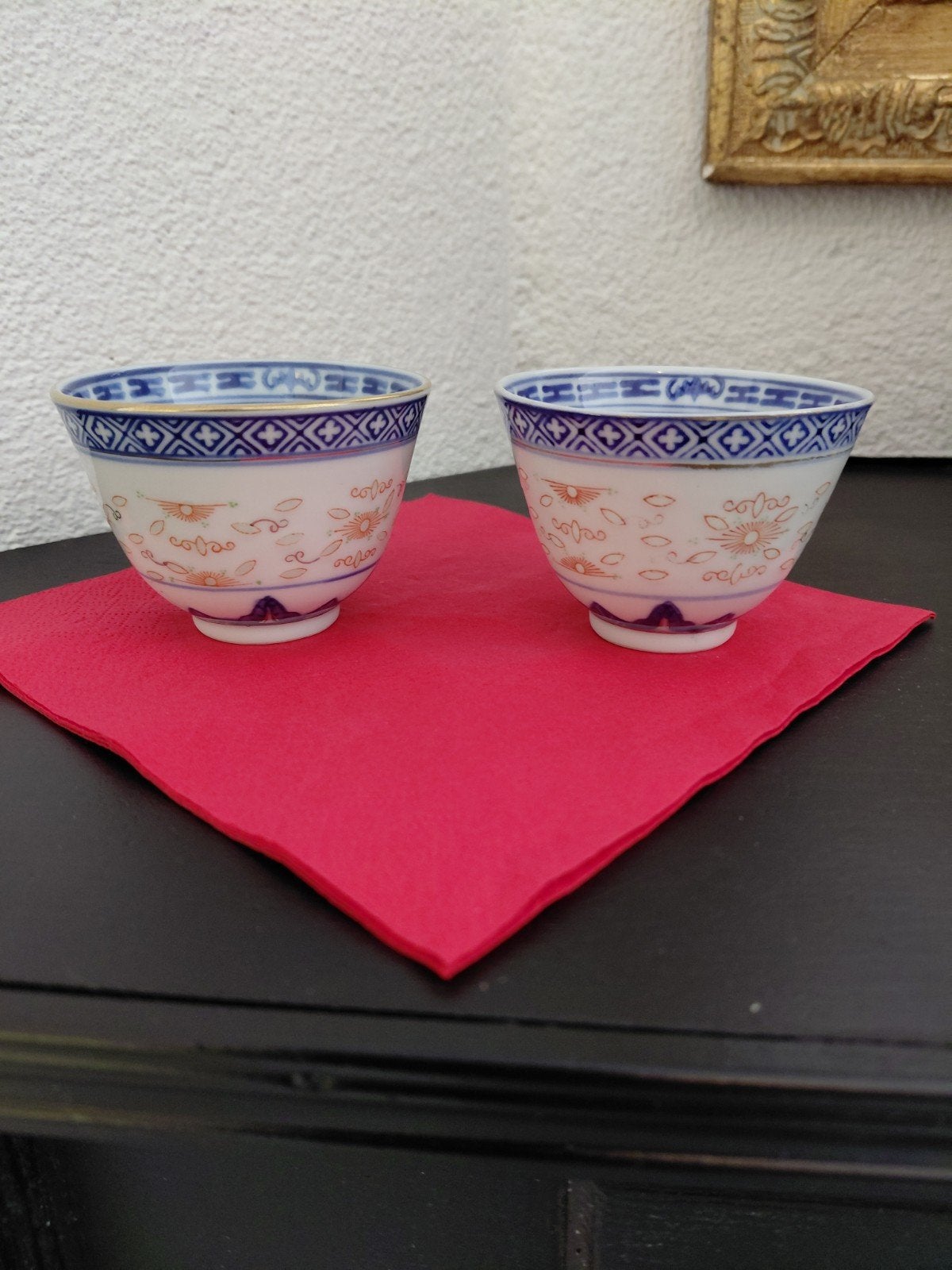 Set van 2 Chinese rijstkommen met drakenmotief, Ophalen of Verzenden