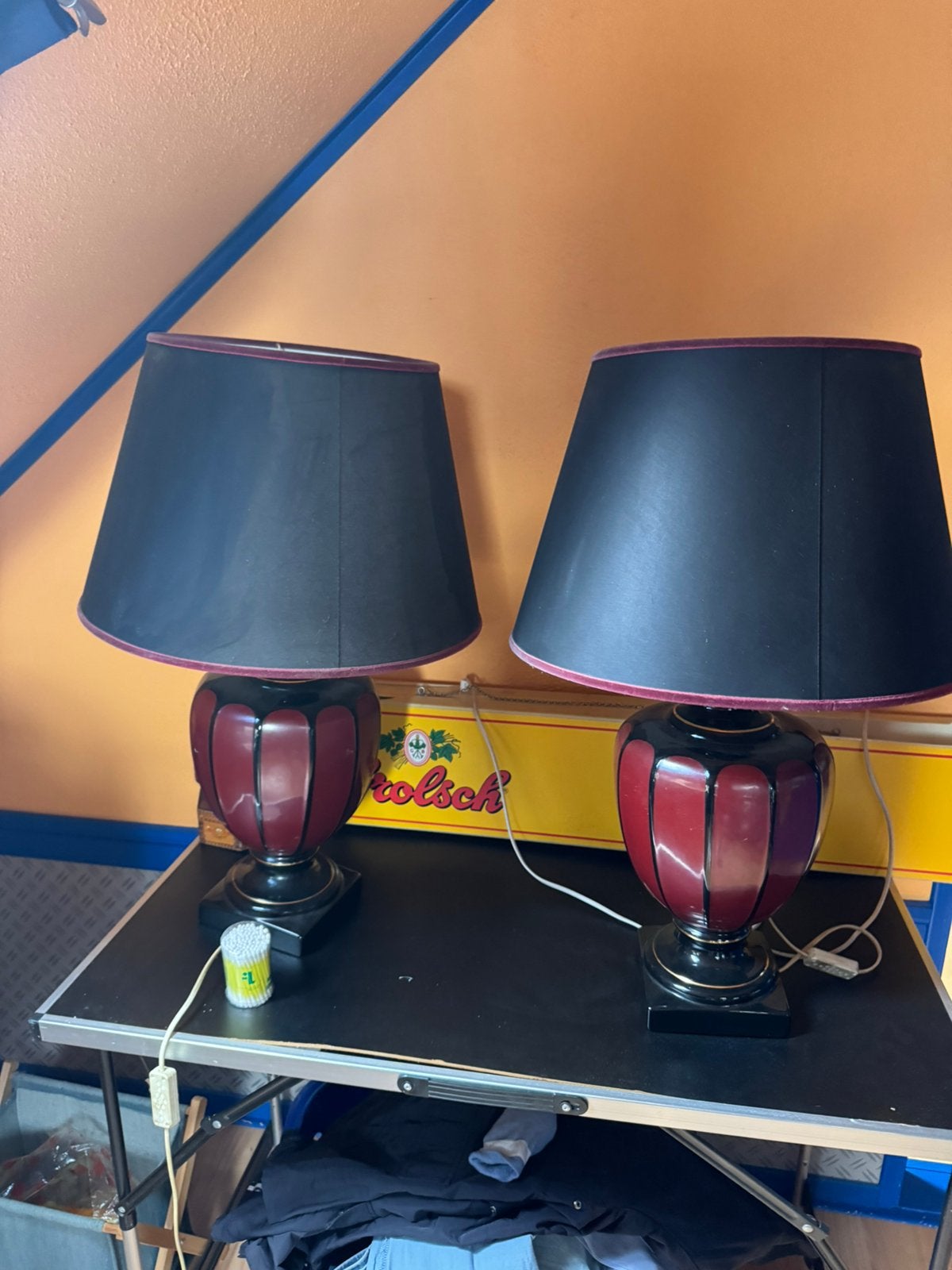 Lampvoet, aardewerk met bijpassende kap, Ophalen of Verzenden, Gebruikt