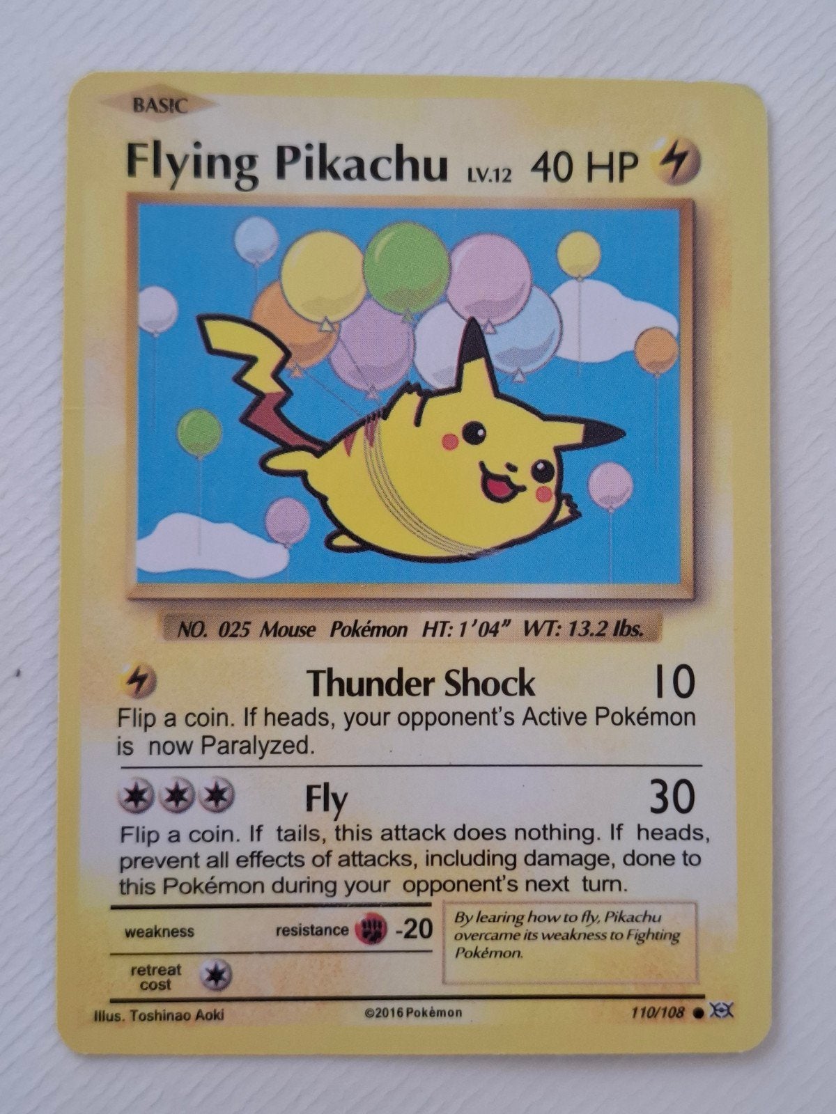 Flying Pikachu Pokémon Kaart (2016) - Secret rare !, Ophalen of Verzenden, Zo goed als nieuw, Losse kaart