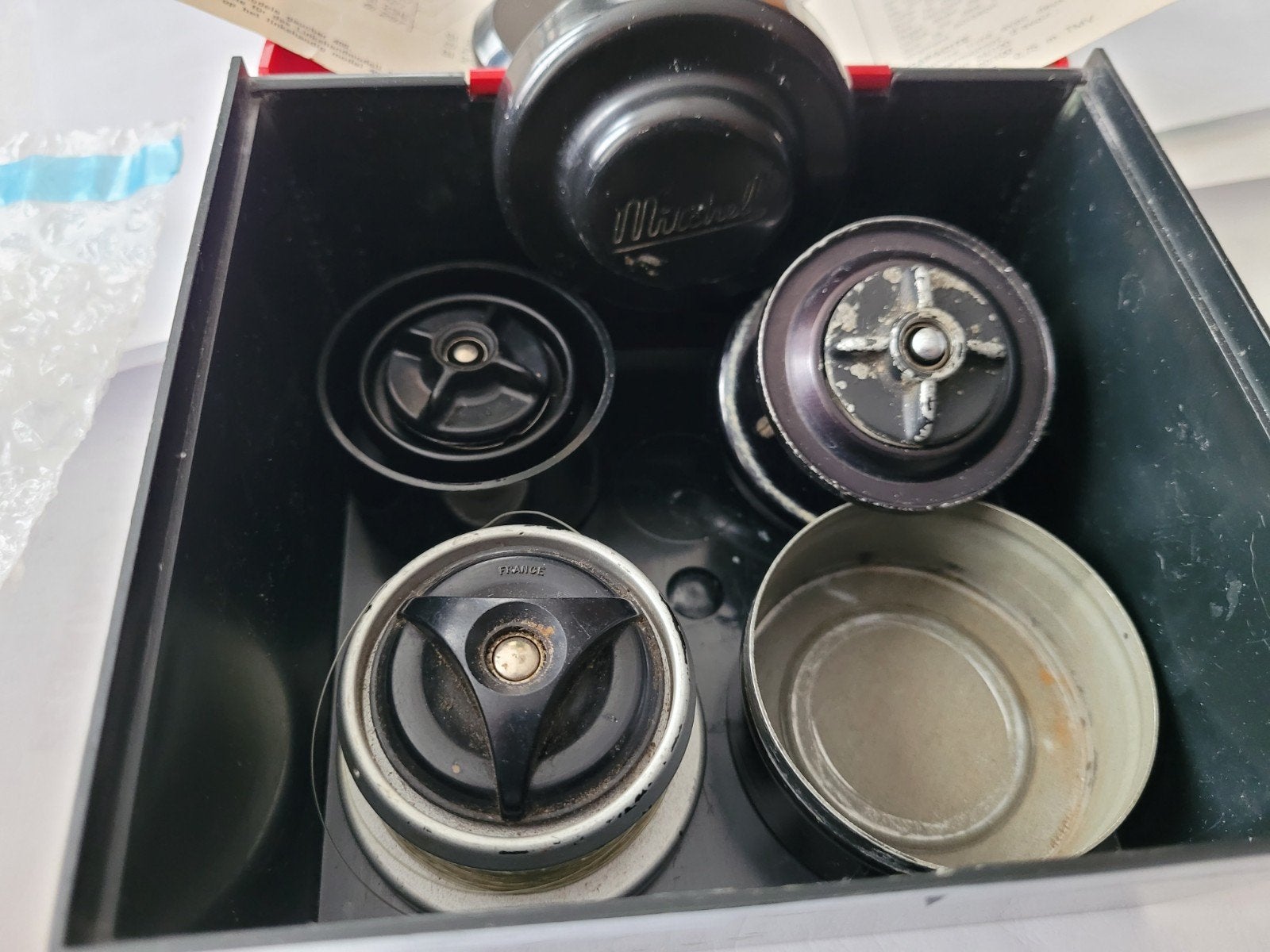 Mitchell 408 box met spoelen, Ophalen of Verzenden, Gebruikt, Molen