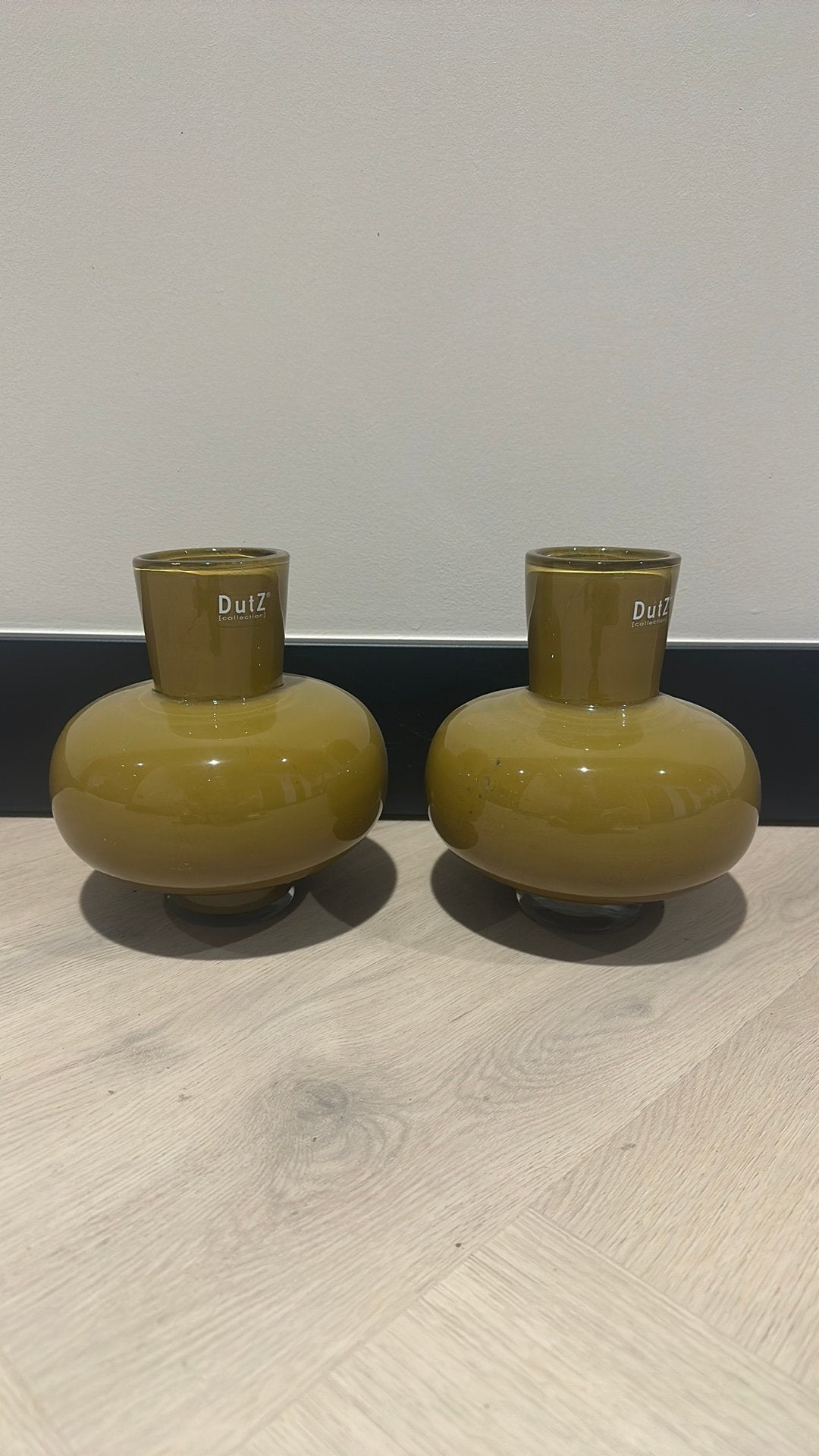 Groene lage ronde vazen, Huis en Inrichting, Ophalen, Nieuw