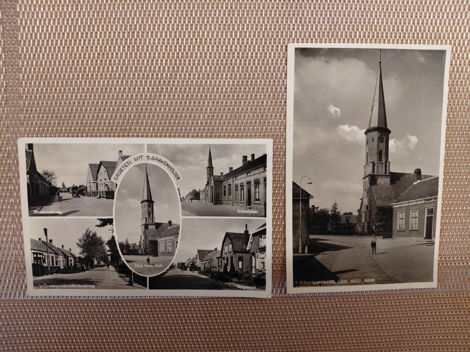 2 fraaie oude ansichtkaarten 's- Gravenpolder. Ca 1943., Ophalen of Verzenden, Voor 1940, Gebruikt