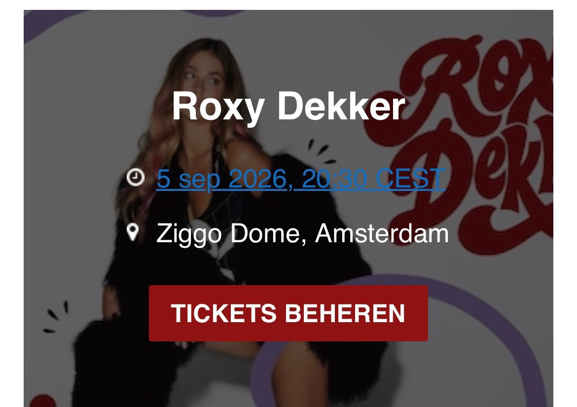 GEZOCHT: 2 tickets Roxy Dekker voor vrijdag  – RUILEN, Tickets en Kaartjes, Twee personen, September