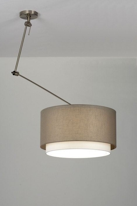 verstelbare hanglamp kap taupe en wit tafel eethoek lamp, Huis en Inrichting, Lampen | Lampenkappen, Ophalen of Verzenden, Nieuw