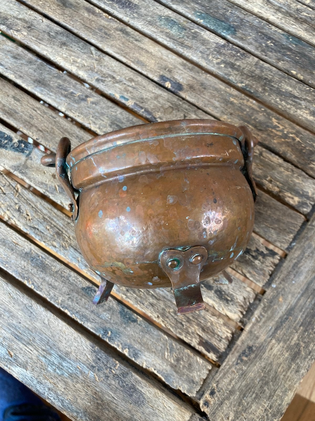 Antieke koperen ketel met drie poten, Antiek en Kunst, Ophalen of Verzenden, Koper