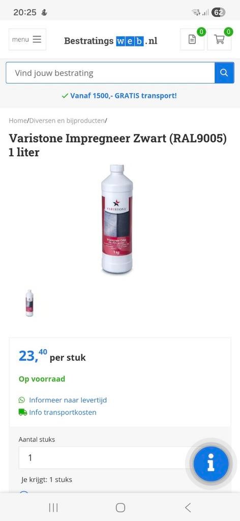 Impregneer Colorado zwart betontegel/stapelblok, Tuin en Terras, Tegels en Klinkers, Nieuw, Overige materialen, Ophalen of Verzenden
