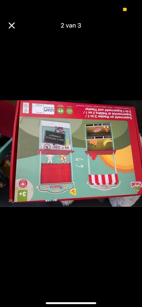 2-in-1 Speelgoed Supermarkt en Theater voor Kinderen, Ophalen of Verzenden, Zo goed als nieuw, Jongen of Meisje