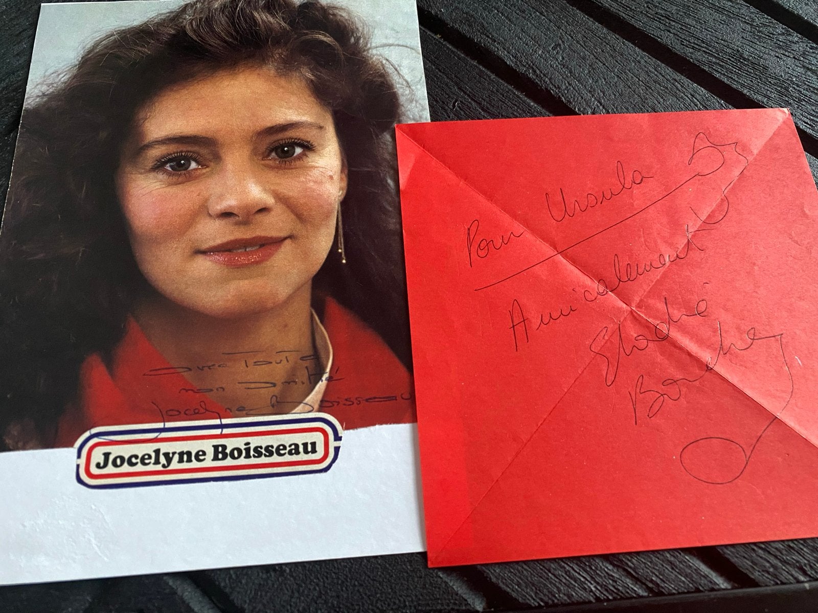 Gesigneerde foto Jocelyne Boisseau en extra, Ophalen of Verzenden, Gebruikt, Foto of Kaart, Gesigneerd