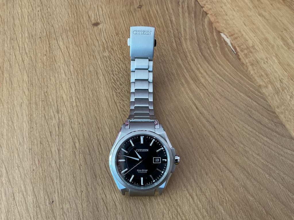 Citizen Eco-Drive Titanium Herenhorloge - Zwart, Overige materialen, Ophalen of Verzenden, Zo goed als nieuw, Polshorloge