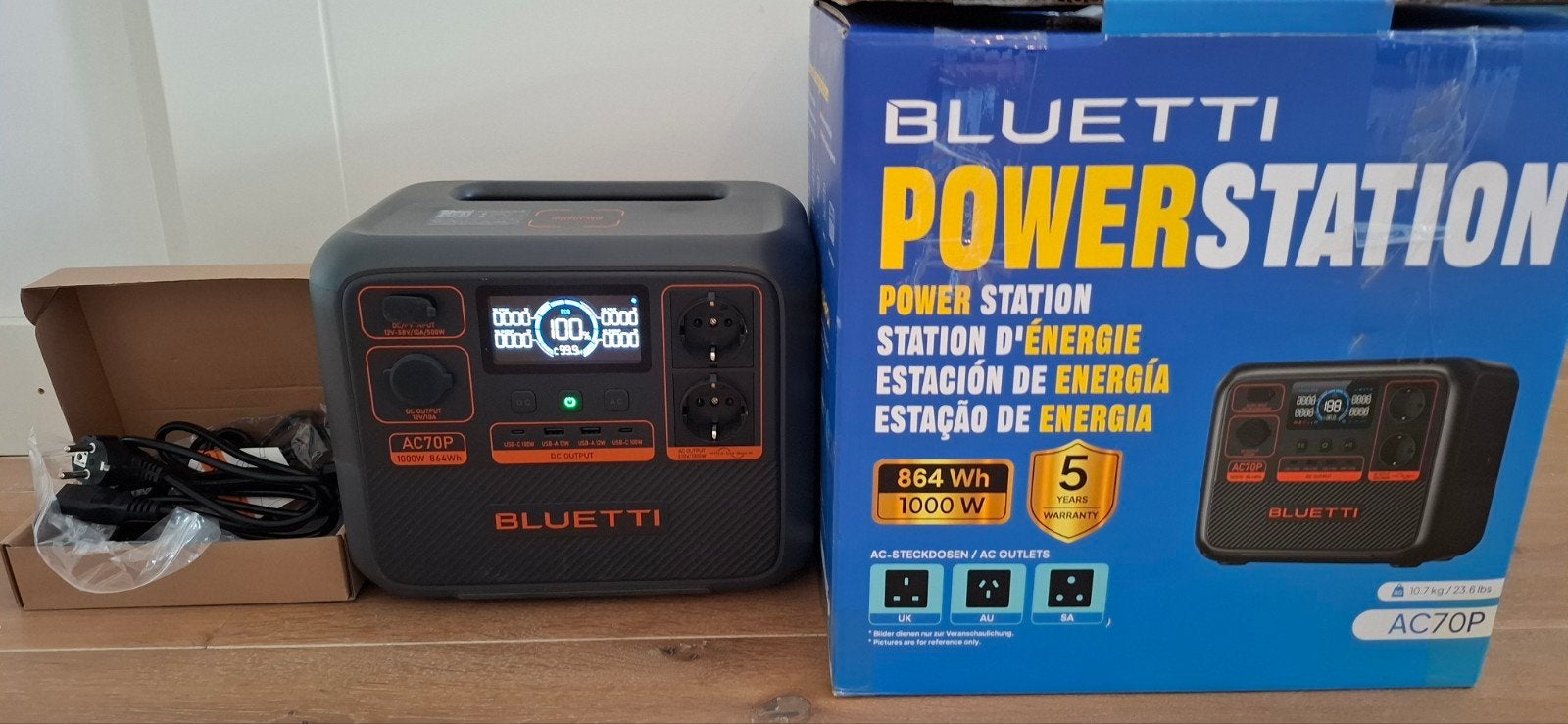 BLUETTI Powerstation AC70P - 864Wh/1000W - Nieuw in doos, Ophalen of Verzenden, Nieuw