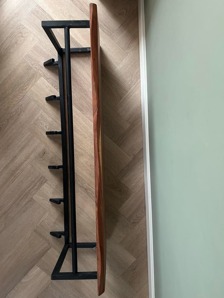 Kapstok met hoedenplank van acaciahout en metalen frame, Zo goed als nieuw, Minder dan 100 cm, Hout, Ophalen