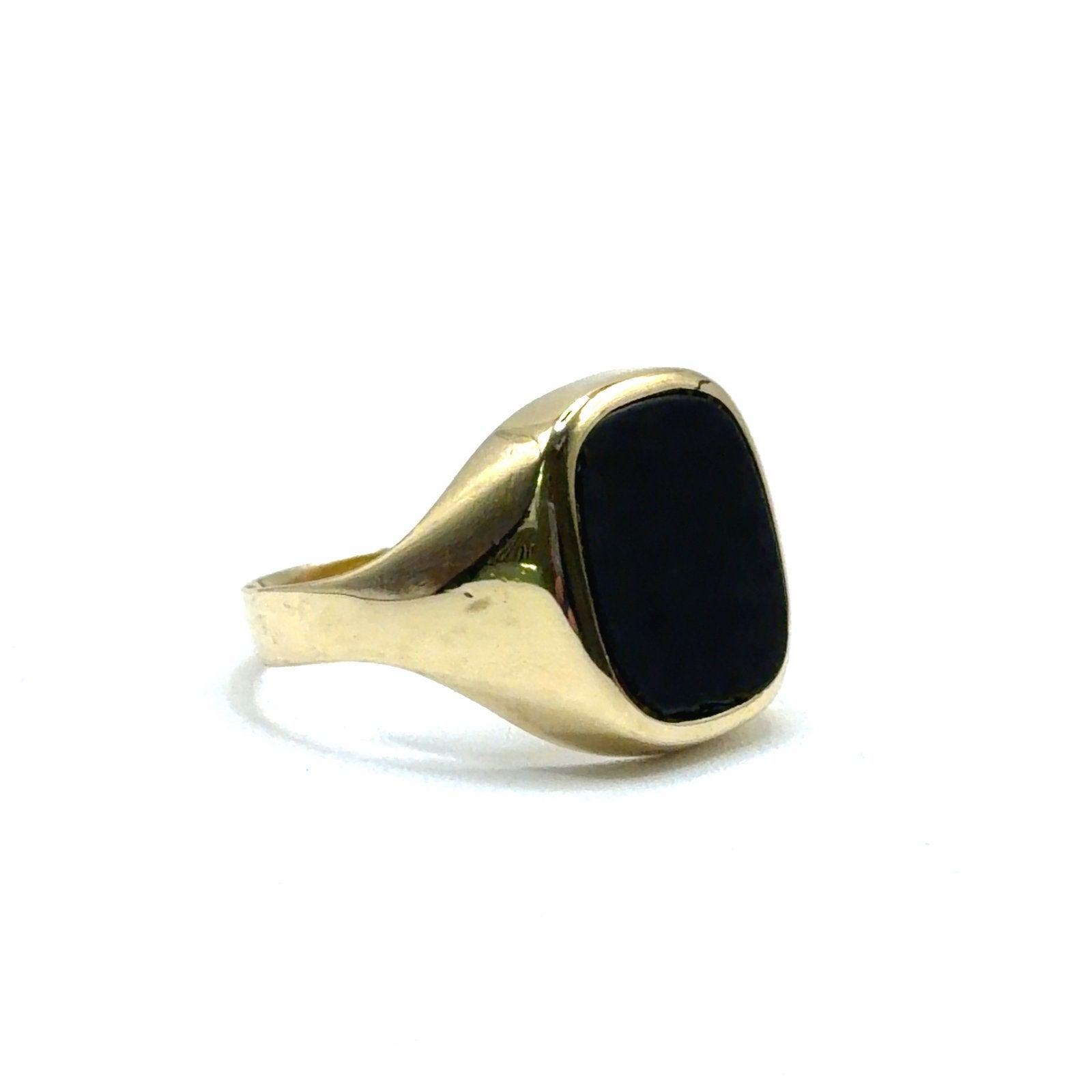 Gouden zegelring met zwarte onyx steen, 19 tot 20, Nieuw, Ophalen of Verzenden, W