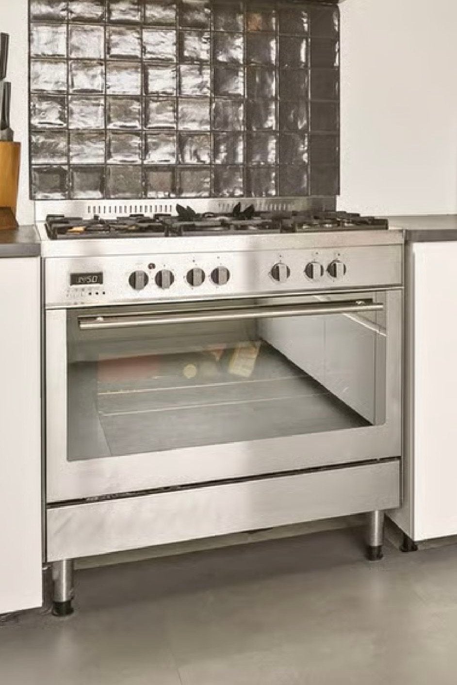 Vrijstaand gasfornuis met oven - RVS, Ophalen, Gebruikt, 60 cm of meer, Gas