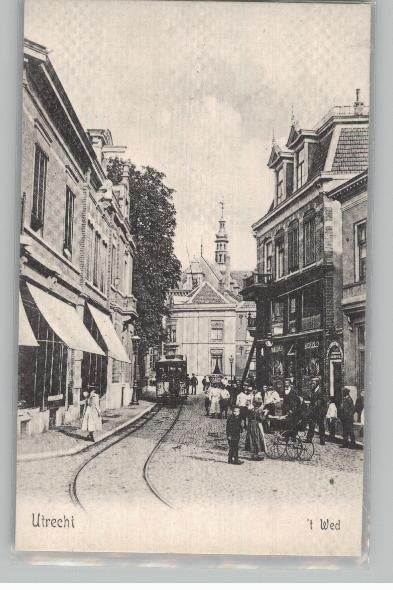 Utrecht 't Wed volk+Paardentram REPRO kaart, Ophalen of Verzenden, Voor 1920, Ongelopen, Utrecht