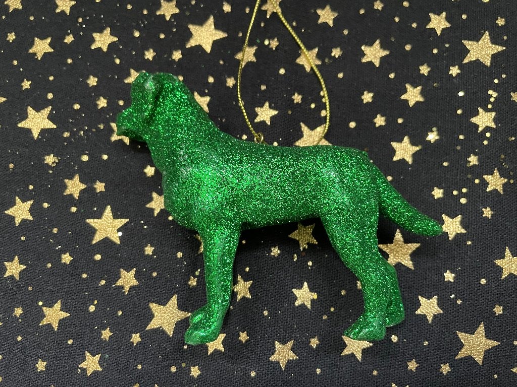 Kerstbal Hond Golden Retriever Groen Glitter, Diversen, Ophalen of Verzenden, Zo goed als nieuw