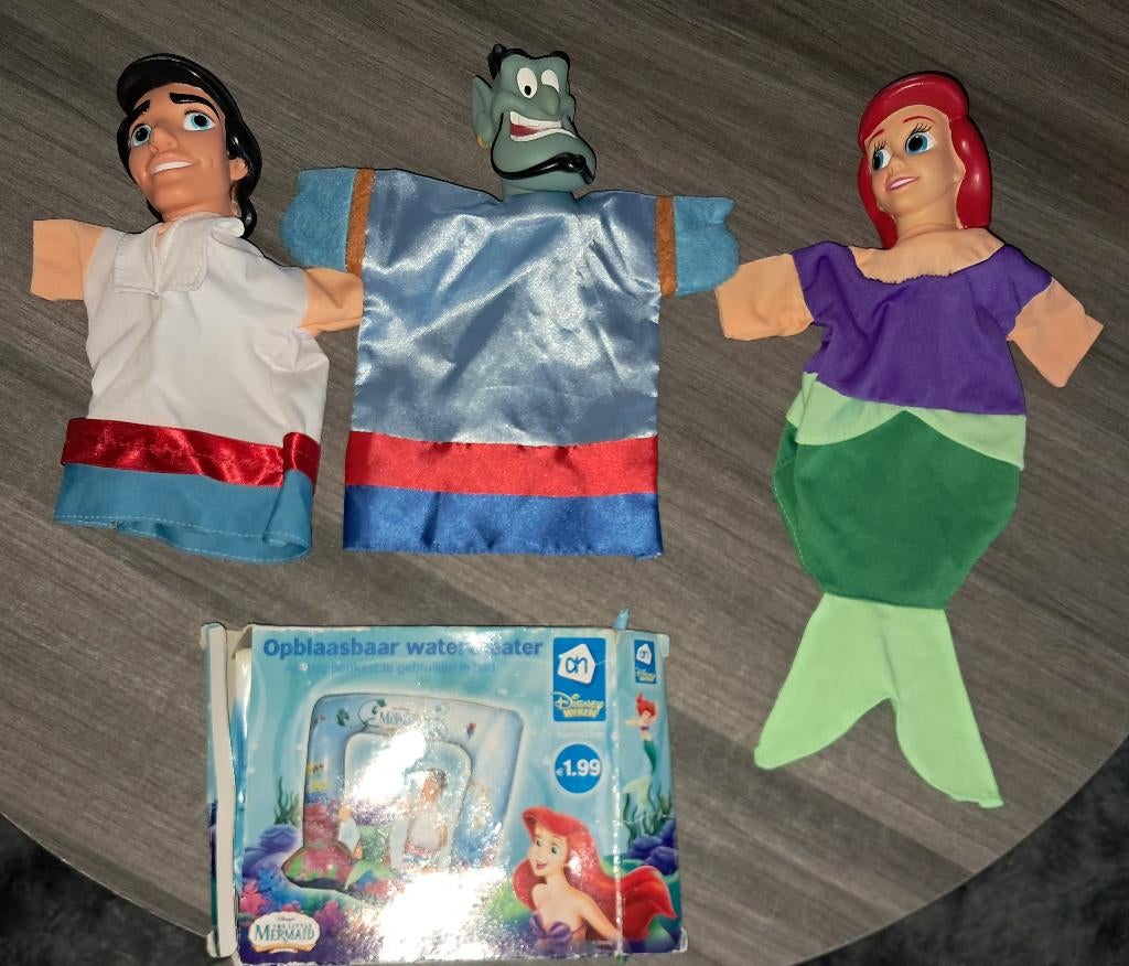 3 nieuwe Disney Handpoppen Ariel/ erik en Gini aladin, Verzenden, Mickey Mouse, Nieuw, Knuffel