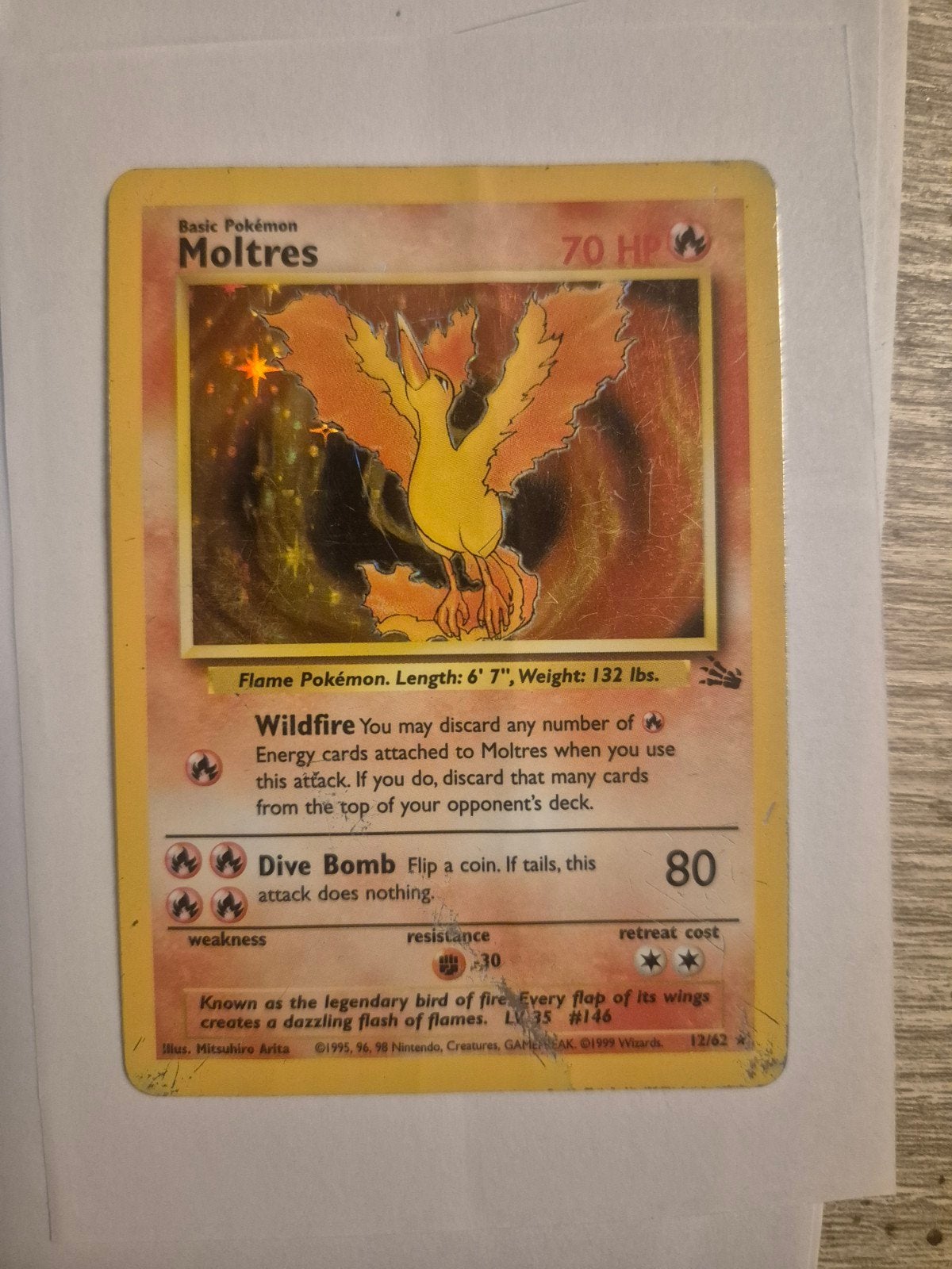 pokémon Moltres 12/62, Ophalen of Verzenden, Gebruikt, Losse kaart