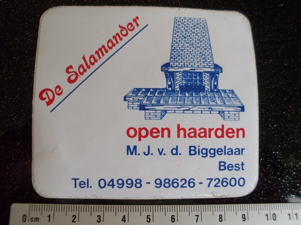 sticker de salamander open haarden best m.j. v.d. Biggelaar, Verzenden, Zo goed als nieuw, Bedrijf of Vereniging