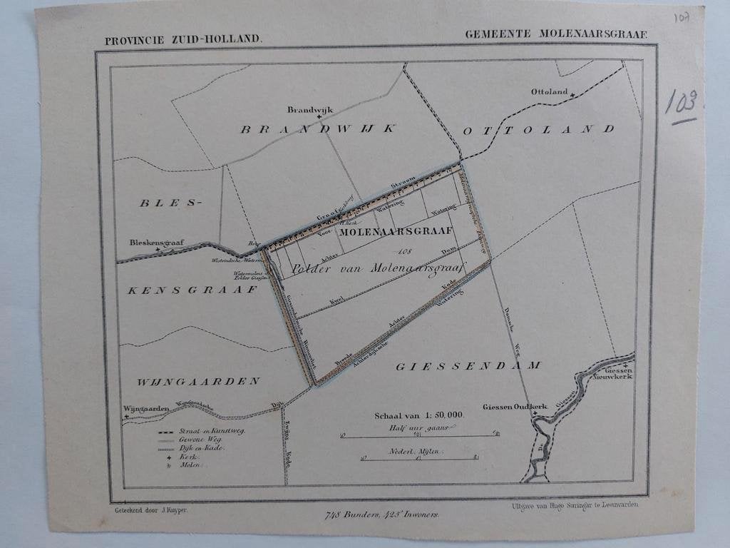 107 / Molenaarsgraaf Ottoland Brandwijk Bleskensgraaf, Antiek en Kunst, Ophalen of Verzenden