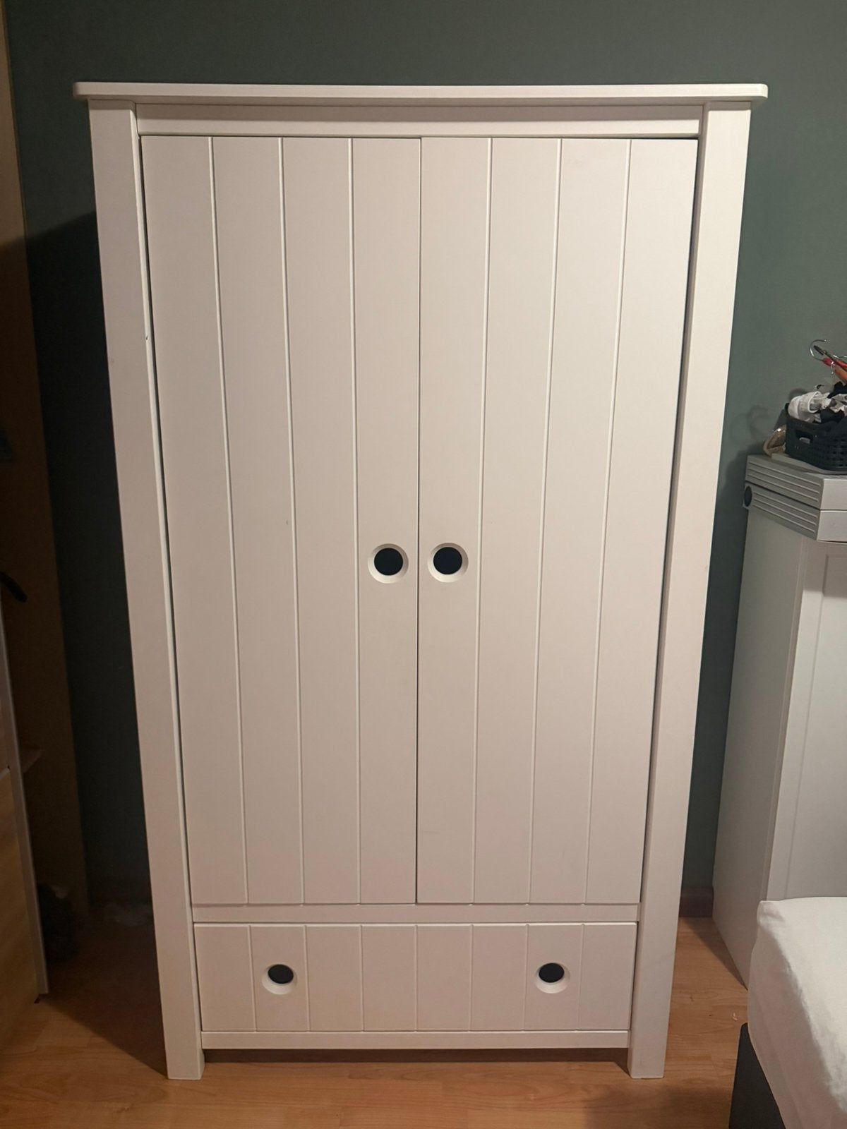 Witte kledingkast met lade en planken  stevig-98,8x51x177 cm, Ophalen, Gebruikt, 50 tot 100 cm, Met lade(s)