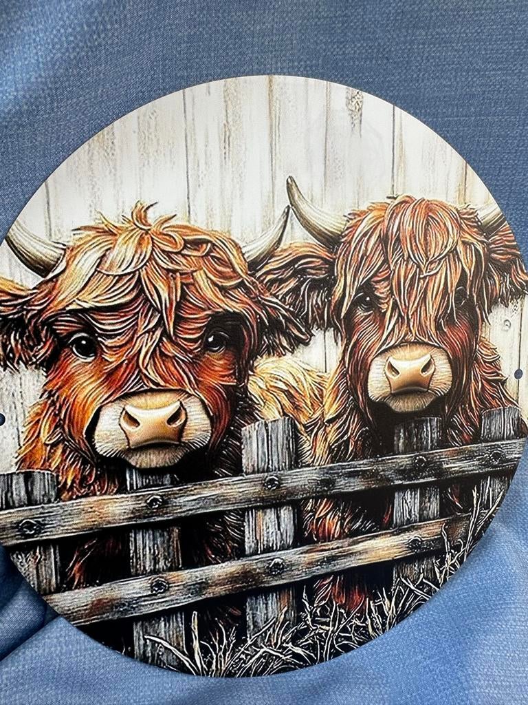 Vintage Aluminium Wandbord Schotse Hooglander 20x20cm, Huis en Inrichting, Woonaccessoires | Wanddecoraties, Metaal, Vintage, Nieuw